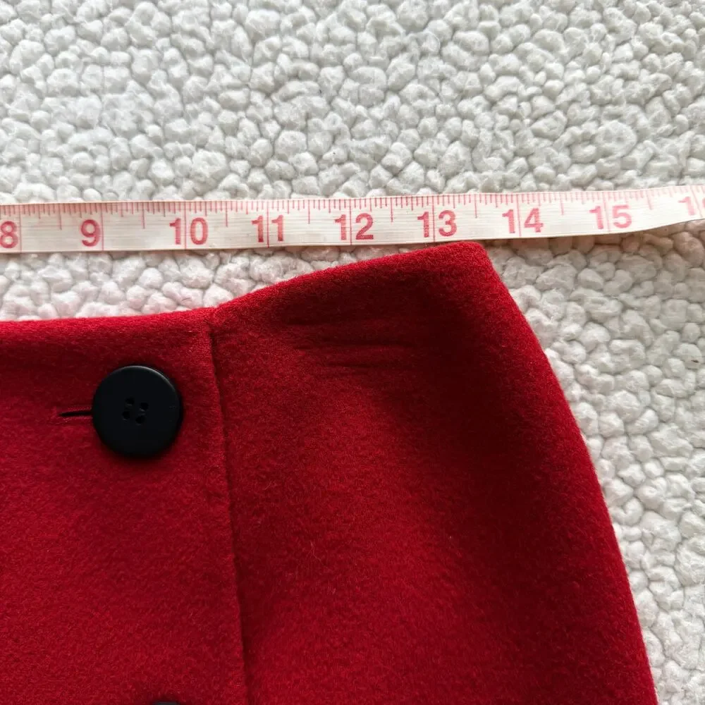 Talbots Red Faux Wrap 100% Wool Skirt 4 - Picture 9 of 11